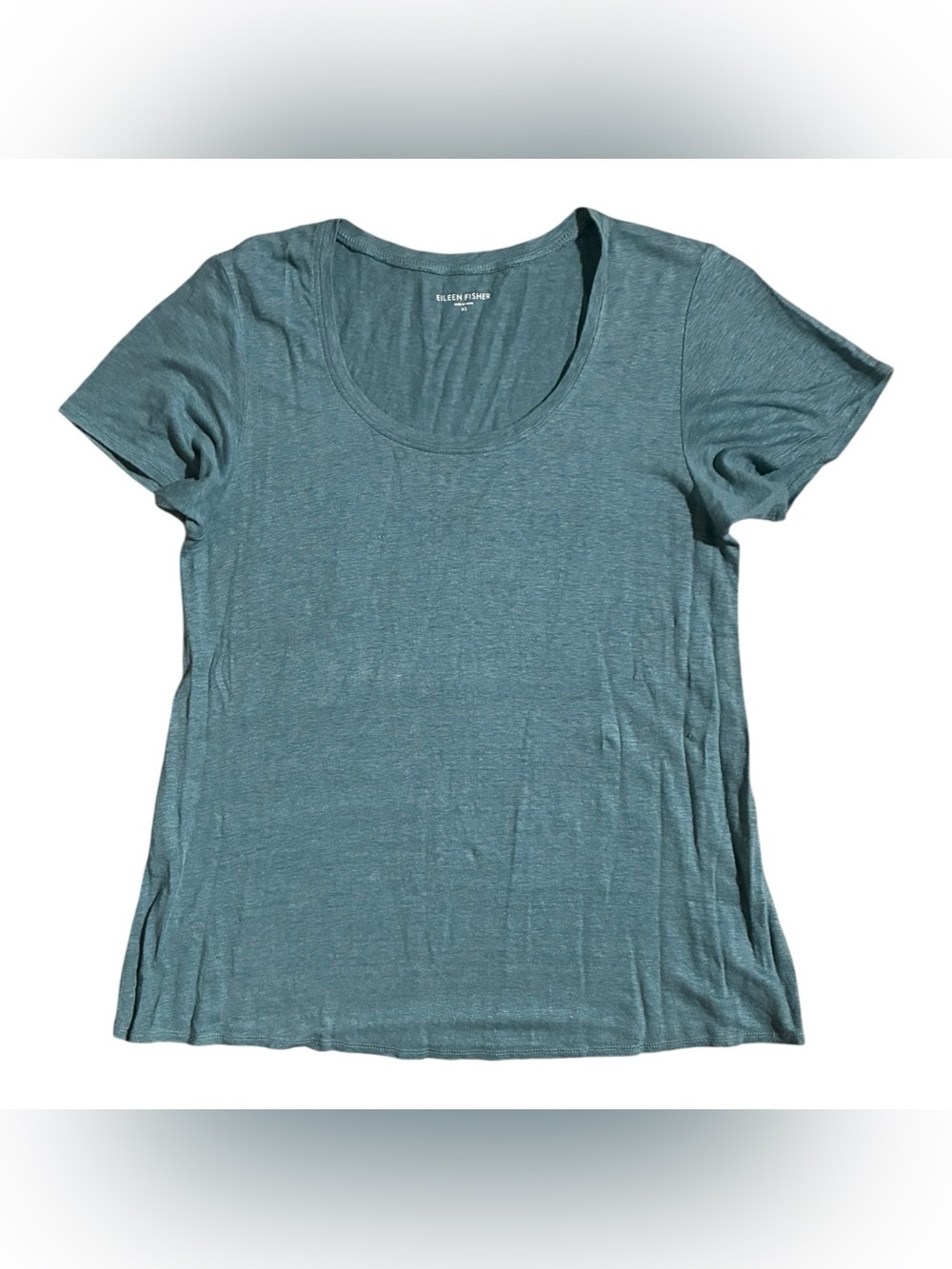 Eileen Fisher Scoop Neck Linen Shirt Teal